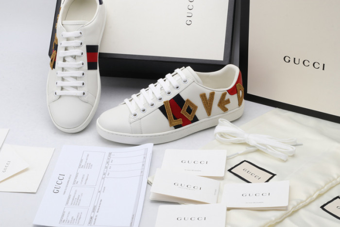 GC ACE EMBROIDERED LOW-TOP SNEAKER WITH LOVED womens 497090 DOPE0 9095